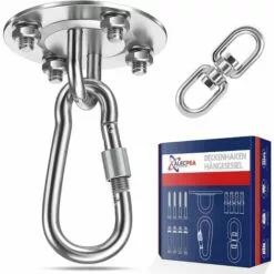 OCXIN Crochets De Plafond En Acier Inoxydable Jusqu'à 400 Kg – Support De Plafond Rotatif à 360 ° Crochets De Suspension Crochets De Suspension Avec Vis Pour Béton, Bois, Aire De Jeux, Porche, Siège, Trapèze, Yoga, Salle De Sport 9 OCXIN Crochets De Plafond En Acier Inoxydable Jusqu'à 400 Kg – Support De Plafond Rotatif à 360 ° Crochets De Suspension Crochets De Suspension Avec Vis Pour Béton, Bois, Aire De Jeux, Porche, Siège, Trapèze, Yoga, Salle De Sport -Treuil, cric, palan et accessoires Soldes Boutique 66965521 5