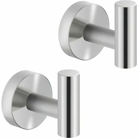 FLETéçA Lot De 2 Crochets Muraux En Acier Inoxydable Brossé 1 FLETéçA Lot De 2 Crochets Muraux En Acier Inoxydable Brossé