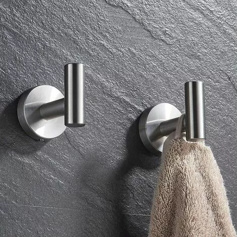 FLETéçA Lot De 2 Crochets Muraux En Acier Inoxydable Brossé 3 FLETéçA Lot De 2 Crochets Muraux En Acier Inoxydable Brossé – Image 3