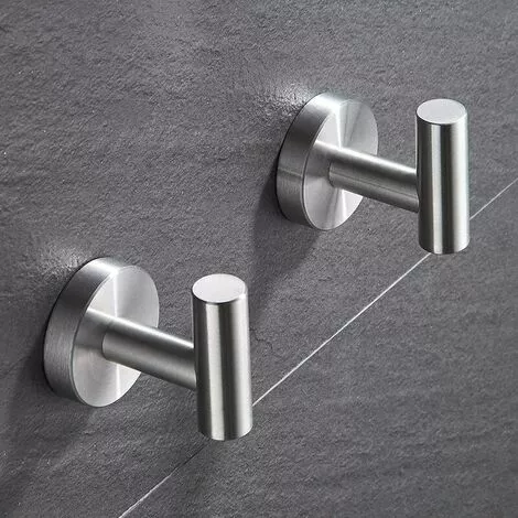 FLETéçA Lot De 2 Crochets Muraux En Acier Inoxydable Brossé 4 FLETéçA Lot De 2 Crochets Muraux En Acier Inoxydable Brossé – Image 4