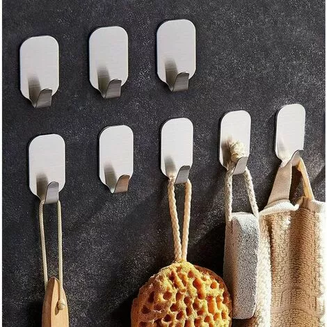 FLETéçA Crochets Adhésif Crochet Mural Acier Inoxydable Porte Serviettes Pour Cuisine Salle De Bain 8 Pièces 2 FLETéçA Crochets Adhésif Crochet Mural Acier Inoxydable Porte Serviettes Pour Cuisine Salle De Bain 8 Pièces – Image 2