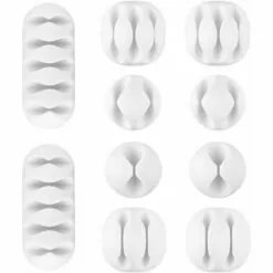 FLETéçA Cable De Bureau Fixe Multifonctionnel 10 PCS, Organisateur De Cables De Données, Clip De Cable De Charge, Clip De Boucle De Collecte-A