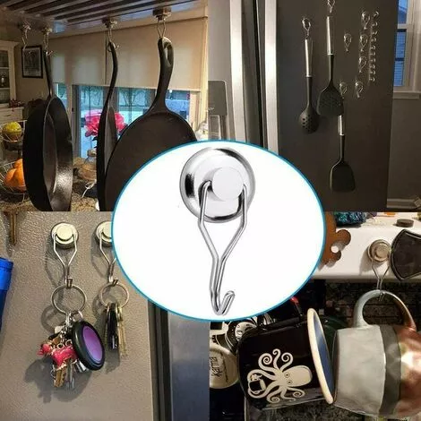 LLOVE Crochets Magnétiques Puissant 45kg 32D Crochet Aimanté Frigo Néodyme Pivotants Aimant Crochet Magnétique Crochets Aimantés Magnétiques Pour Cuisine Torchon Tableau 6pcs 4 LLOVE Crochets Magnétiques Puissant 45kg 32D Crochet Aimanté Frigo Néodyme Pivotants Aimant Crochet Magnétique Crochets Aimantés Magnétiques Pour Cuisine Torchon Tableau 6pcs – Image 4