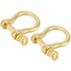 ENLENK 2 Ensemble Manille D'ancre En Laiton Pur Type U Porte-clés Porte-clés Crochet Boucle De Connexion Dorée Manille 10mm Manille U