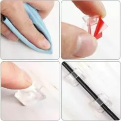 LLOVE 100 Pièces Mini Clips De Câble Extérieurs Avec Ruban Adhésif Clips Câble Auto-Adhésifs Clips De Lumière De Décoration Clip De Porte-Câble Pour Noël Et Lumière De Fée (Transparent) -Treuil, cric, palan et accessoires Soldes Boutique 67915028 3