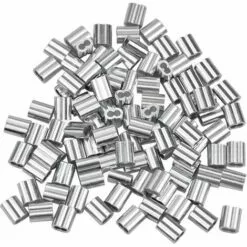 LADACèE 100 Pcs Manchons En Aluminium, Ferrules En Aluminium De Câble Métallique, Clip à Sertir En Aluminium Avec Double Embouts Pour Câbles Métalliques, Aircraft Câble, Argenté (1,5 Mm / 0,06 Pouce)