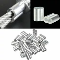 LADACèE 100 Pcs Manchons En Aluminium, Ferrules En Aluminium De Câble Métallique, Clip à Sertir En Aluminium Avec Double Embouts Pour Câbles Métalliques, Aircraft Câble, Argenté (1,5 Mm / 0,06 Pouce) -Treuil, cric, palan et accessoires Soldes Boutique 68006182 4