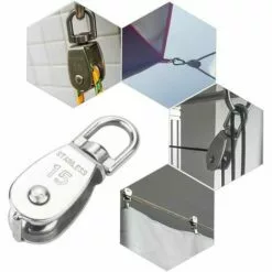 ENLENK 15MM Seul Poulies Bloc Rouleau, M15 Poulie Simple En Acier Inoxydable 304, Grue Pivot Crochet Lisse Fil Corde Câble Chargement 77lbs/35Kg (6 Pièces) -Treuil, cric, palan et accessoires Soldes Boutique 68011658 5