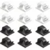 LLOVE Clips Et Attache-câbles Murales 60 Pcs Clips De Câble Adhésif,plastique Organisateurs De Cordon De Câble Clip De Gestion De Stockage De Câble Pour Bureau à Domicile - Noir, Blanc