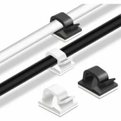 LLOVE Clips Et Attache-câbles Murales 60 Pcs Clips De Câble Adhésif,plastique Organisateurs De Cordon De Câble Clip De Gestion De Stockage De Câble Pour Bureau à Domicile - Noir, Blanc -Treuil, cric, palan et accessoires Soldes Boutique 68014151 4