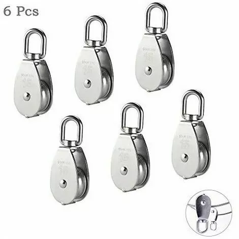 LLOVE 15MM Seul Poulies Bloc Rouleau, M15 Poulie Simple En Acier Inoxydable 304, Grue Pivot Crochet Lisse Fil Corde Câble Chargement 77lbs/35Kg (6 Pièces) 1 LLOVE 15MM Seul Poulies Bloc Rouleau, M15 Poulie Simple En Acier Inoxydable 304, Grue Pivot Crochet Lisse Fil Corde Câble Chargement 77lbs/35Kg (6 Pièces)