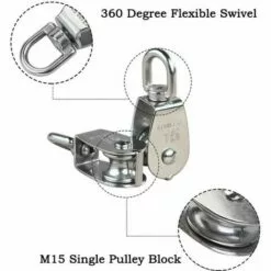 LLOVE 15MM Seul Poulies Bloc Rouleau, M15 Poulie Simple En Acier Inoxydable 304, Grue Pivot Crochet Lisse Fil Corde Câble Chargement 77lbs/35Kg (6 Pièces) 8 LLOVE 15MM Seul Poulies Bloc Rouleau, M15 Poulie Simple En Acier Inoxydable 304, Grue Pivot Crochet Lisse Fil Corde Câble Chargement 77lbs/35Kg (6 Pièces) -Treuil, cric, palan et accessoires Soldes Boutique 68014168 4