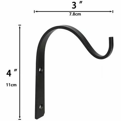 QERSTA Crochet Mural En Fer Métallique 2 Pièces, Support De Plante Suspendu (noir) 2 QERSTA Crochet Mural En Fer Métallique 2 Pièces, Support De Plante Suspendu (noir) – Image 2