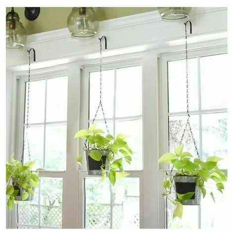 QERSTA Crochet Mural En Fer Métallique 2 Pièces, Support De Plante Suspendu (noir) 3 QERSTA Crochet Mural En Fer Métallique 2 Pièces, Support De Plante Suspendu (noir) – Image 3