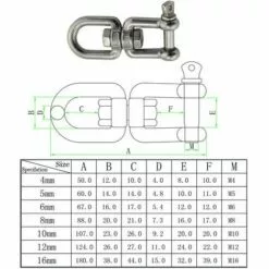 LLOVE Émerillon Manilles Chaînes D'ancrage D'amarrage Connecteur Pivotant En 304 INOX Pour Bateau Marine - 10mm -Treuil, cric, palan et accessoires Soldes Boutique 68573579 4