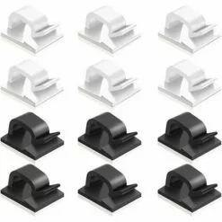 Cisea Clips Et Attache-câbles Murales 60 Pcs Clips De Câble Adhésif,plastique Organisateurs De Cordon De Câble Clip De Gestion De Stockage De Câble Pour Bureau à Domicile - Noir, Blanc