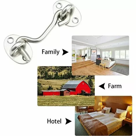 YIDOMDE Crochet Température, Crochet De Cabine Dure 2pc Épaississement Du Château En Acier Inoxydable Verrouillage Robuste Porte-porte Porte-porte D'essai Pour La Fenêtre De Porte De Jardin (argent 100mm) 5 YIDOMDE Crochet Température, Crochet De Cabine Dure 2pc Épaississement Du Château En Acier Inoxydable Verrouillage Robuste Porte-porte Porte-porte D'essai Pour La Fenêtre De Porte De Jardin (argent 100mm) – Image 5