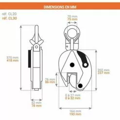 APPAREIL DE LEVAGE - MATISERE Pince De Levage Vertical - 3000kg - CL30 7 APPAREIL DE LEVAGE - MATISERE Pince De Levage Vertical - 3000kg - CL30 -Treuil, cric, palan et accessoires Soldes Boutique 7307958 3