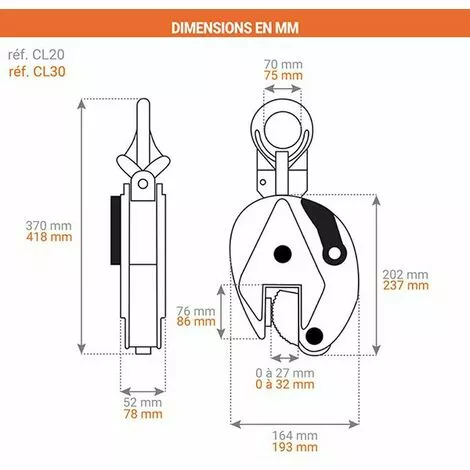 APPAREIL DE LEVAGE - MATISERE Pince De Levage Vertical - 3000kg - CL30 3 APPAREIL DE LEVAGE - MATISERE Pince De Levage Vertical - 3000kg - CL30 – Image 3