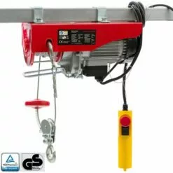 AREBOS Treuil Palan électrique | 400/800 Kg | 1300W | Treuil Palan à Chaine à Levier | Treuil Palan à Ascenseur Levage Pour Avec Télécommande, Pour Chariot Élévateur, Entrepôts, Chantiers - Rouge