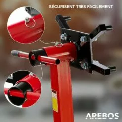 AREBOS Support Moteur | Support De Boîte De Vitesses | Moteur 570 Kg | Béquille De Montage | 360° Pivotant | Rouge | Sur Roulement à Billes | Robuste - Rouge -Treuil, cric, palan et accessoires Soldes Boutique 7804041 5