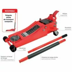 AUTOBEST Cric Pro Hydraulique Roulant Surbaisse 2 Tonnes Double Pompe 77.4 Cm -Treuil, cric, palan et accessoires Soldes Boutique 8000144 5