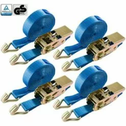 AREBOS 4 X Sangle D'Arrimage | Sangle D'Arrimage |Sangle à Cliquet Sangles | Pour Transport Moto | Camion Sangle Arrimage | Courroies De Tension Pour Camping-car | 800 Kg | 6 M - Bleu