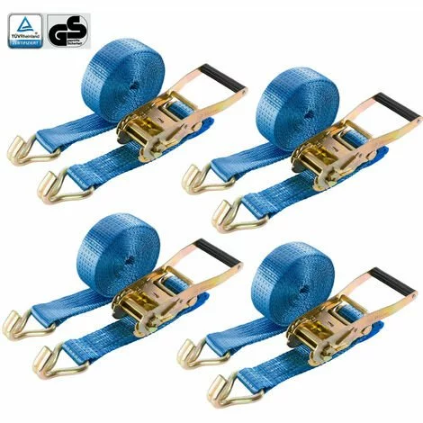 AREBOS 4 X Sangle D'arrimage D'attache | 6m X 50mm | LC5000 DaN | 5 Tonnes | Polyester - Bleu 1 AREBOS 4 X Sangle D'arrimage D'attache | 6m X 50mm | LC5000 DaN | 5 Tonnes | Polyester - Bleu